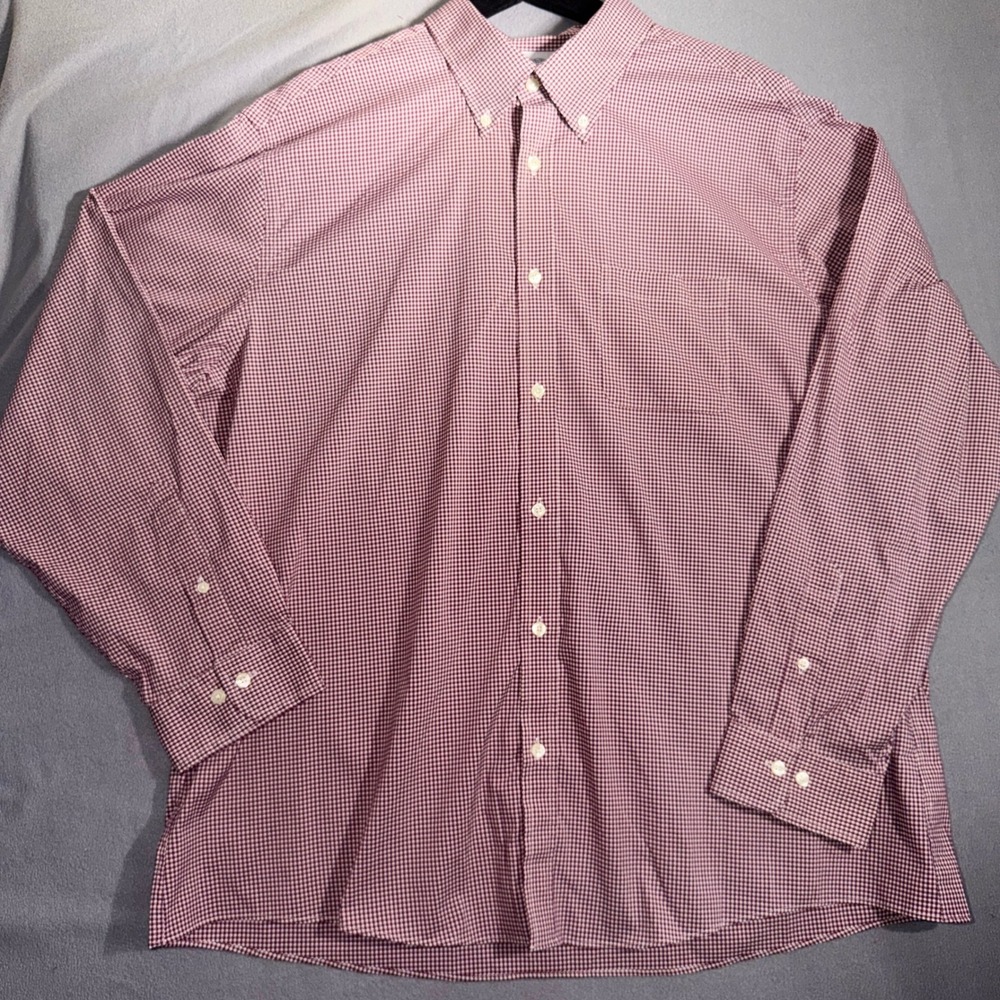 Brooks Brothers XXL Burgundy Gingham Button‎ Down Preppy Business Casual Shirt